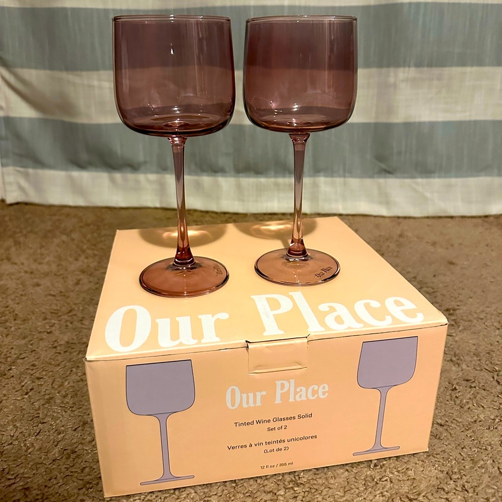 Our Place Pink Tinted Wine Glasses Brand New in Box